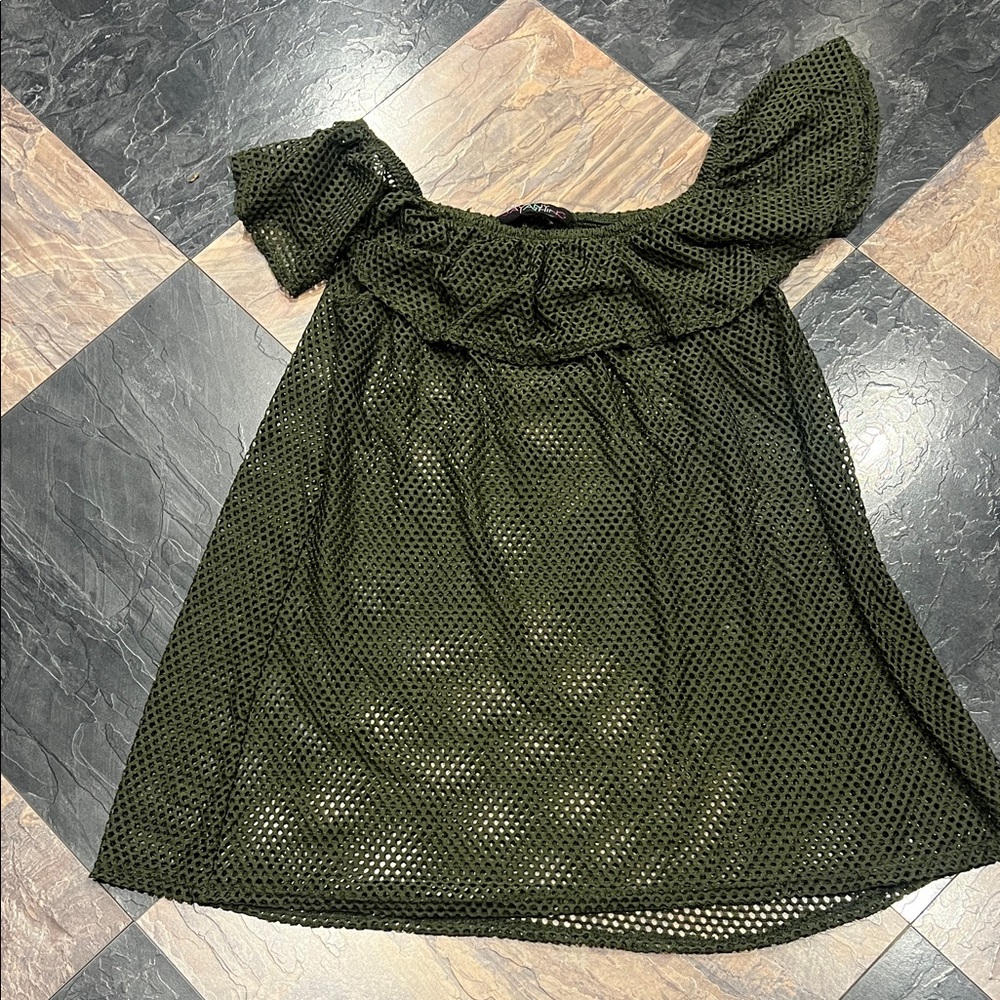 Olive Green Mesh Top Women's Size 2X